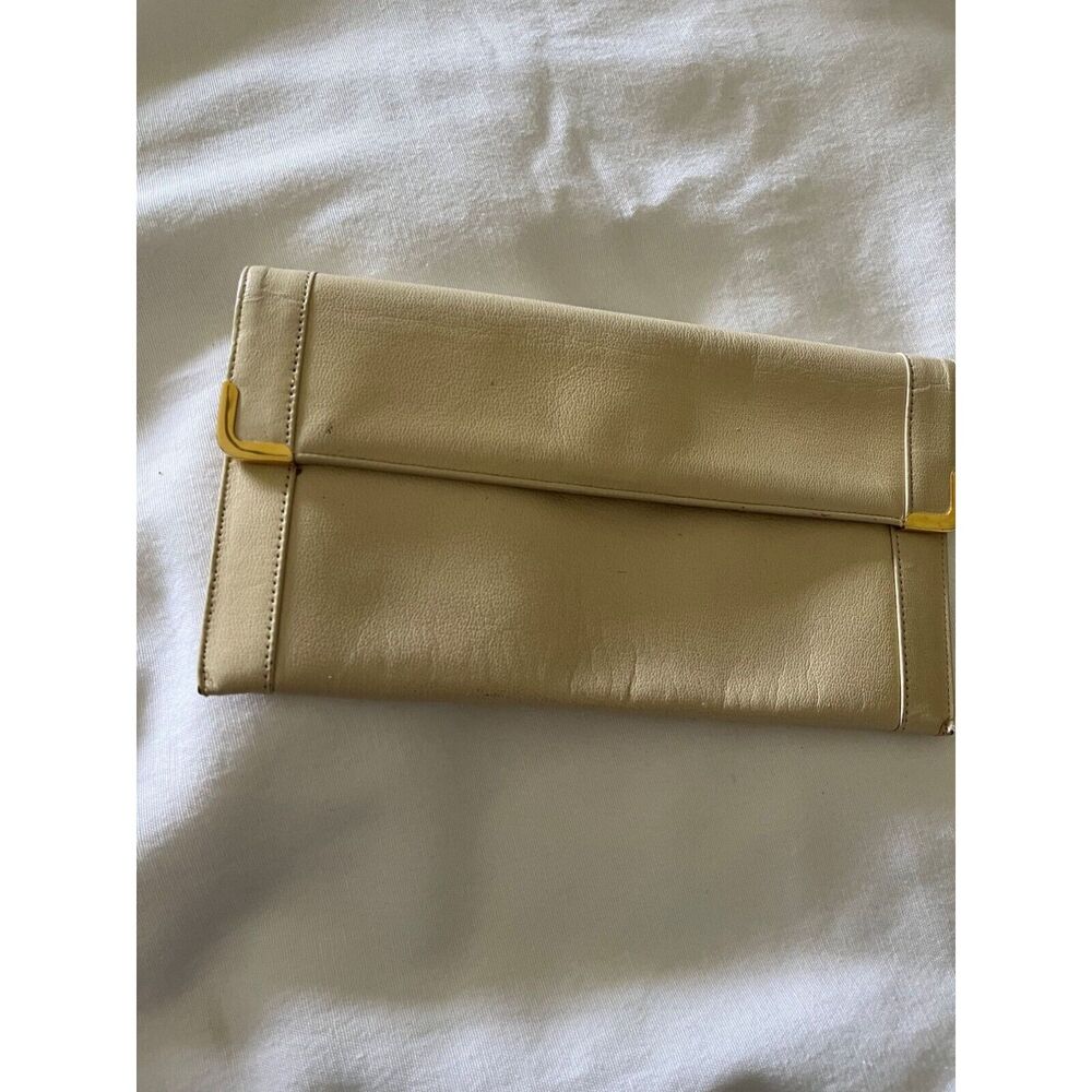 Koret Womens Clutch Bag Beige Small Leather Vintage Minimalist